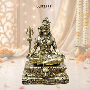Lord Shiva Meditating Brass Idol – Spiritual Home Décor & Divine Sculpture