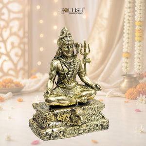 Lord Shiva Meditating Brass Idol – Spiritual Home Décor & Divine Sculpture