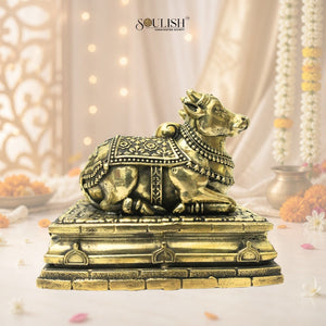 Nandi Brass Statue – Sacred Bull of Lord Shiva, Spiritual Home Décor